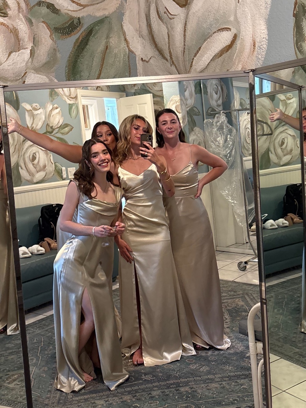 Birdy Grey Satin Maxi Dress — Champagne